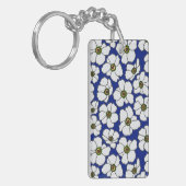 ブルーの背景にボホー風の花と名前 キーホルダー (正面左)