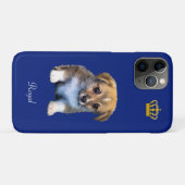 ブルーの背景に王冠をかぶったかわいいコーギーの子犬 Case-Mate iPhoneケース (裏面(横))