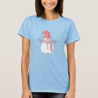 ブルーの背景のクリスマスおじさん Tシャツ