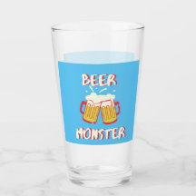 ブルーの背景のビールモンスター グラス