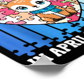 ブルーの自閉症啓発の鹿パズルを4月に着用します ポスター (角)