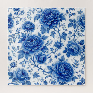 ブルーの花々 バラ 芍薬 コバルトブルー 白 ジグソーパズル