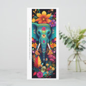 ブルーの花と象のブックマークカードをオリジナルで作ろう (スタンド正面)