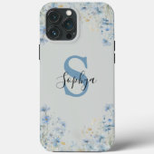 ブルーの花のイニシャル入りデザイン Case-Mate iPhoneケース (裏面)