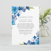 ブルーの花のウェディングゲストリスト縮小のお知らせ 案内状 (スタンド正面)