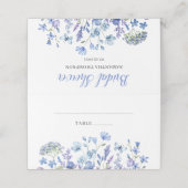 ブルーの花のウェディングシャワーの折りたためる名札 プレイスカード (外部開封)
