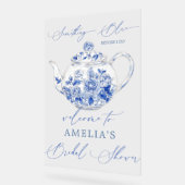 ブルーの花のウェルカムサイン アクリルサイン (傾斜)