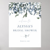 ブルーの花のウェルカムサイン ブライダルシャワー ポスター (正面)