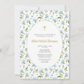 ブルーの花のグランドミレニアル洗礼招待状 招待状 (正面)