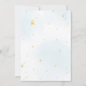 ブルーの花のゾウのベビーシャワー 招待状 (裏面)