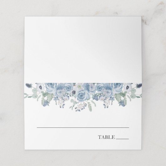 ブルーの花のティータイム ブライダルシャワー 名札 プレイスカード (外部開封)