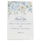 ブルーの花のハイドランジア ウェディングギフト ミディアムペーパーバッグ (正面)