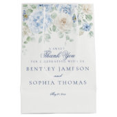 ブルーの花のハイドランジア ウェディングギフト ミディアムペーパーバッグ (裏面)