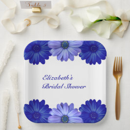 ブルーの花のブライズシャワー ペーパープレート