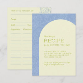 ブルーの花のブライダルシャワーレシピカード エンクロージャーカード