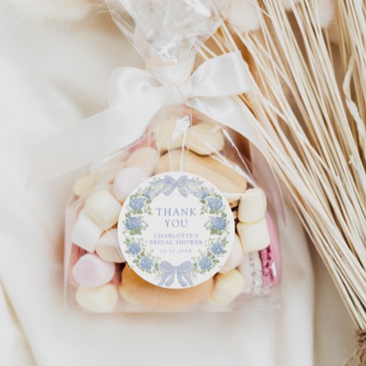 ブルーの花のブライダル ティーパーティー ラウンドシール