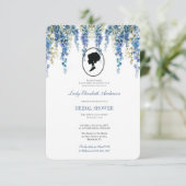 ブルーの花のブリジャートン テーマ, ブライダル ティー リージェンシー 招待状 (スタンド正面)