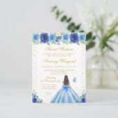 ブルーの花のプリンセス　スイート16の誕生日 ポストカード (スタンド正面)