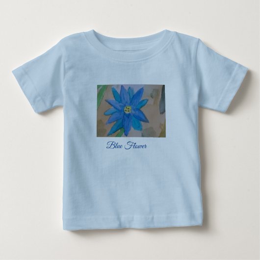 ブルーの花のベイビーTシャツ ベビーTシャツ (正面)
