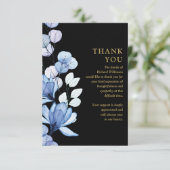 ブルーの花のメモリアル ライフのお葬式 お別れ会 サンキューカード (スタンド正面)