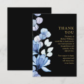 ブルーの花のメモリアル ライフのお葬式 お別れ会 サンキューカード (正面/裏面)