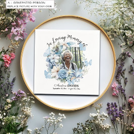 ブルーの花のライフガーランド1枚の写真の祝賀 スタンダードカクテルナプキン