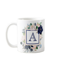 ブルーの花のローズモノグラム