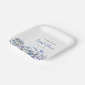 ブルーの花のワイルドフラワー水彩色のウェディングシャワーの装飾 ペーパープレート (傾斜あり)