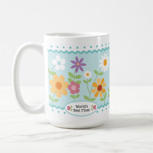 ブルーの花の世界で最高のママ 母の日 コーヒーマグカップ (左)