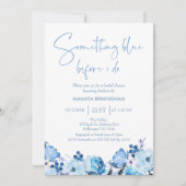 ブルーの花の何か青い結婚前のお祝い 招待状 (正面)