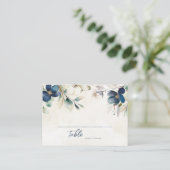 ブルーの花の冬の結婚式プレースカード プレイスカード (スタンド正面)