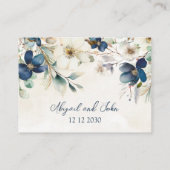 ブルーの花の冬の結婚式プレースカード プレイスカード (裏面)