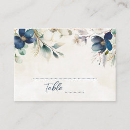 ブルーの花の冬の結婚式プレースカード プレイスカード