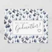 ブルーの花の名付け親プロポーズカード ポストカード (正面/裏面)