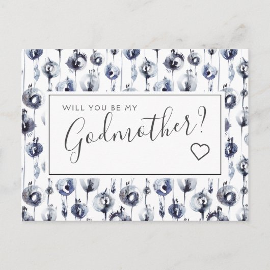 ブルーの花の名付け親プロポーズカード ポストカード (正面)