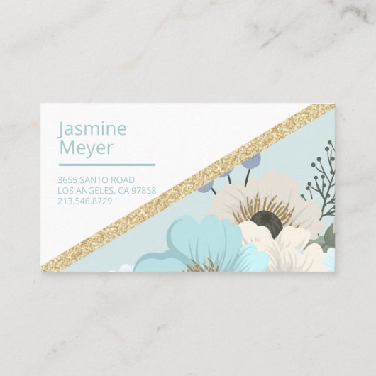 ブルーの花の名刺 名刺 (裏面)