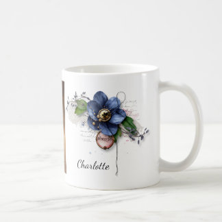 ブルーの花の思い出マグ コーヒーマグカップ