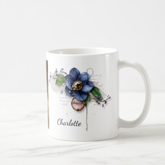 ブルーの花の思い出マグ コーヒーマグカップ (右)