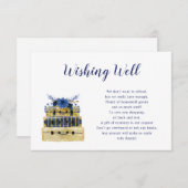 ブルーの花の旅行用ウェディングシャワーの願い事カード 招待状 (正面/裏面)