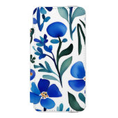 ブルーの花の水彩アート柄  INCIPIO iPhoneウォレットケース (フォリオ 正面)