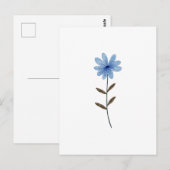 ブルーの花の水彩画エレガントなフラワーアートイラスト ポストカード (正面/裏面)