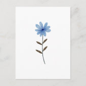 ブルーの花の水彩画エレガントなフラワーアートイラスト ポストカード (正面)