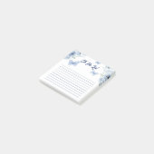 ブルーの花の水彩蝶のライン入りTODOリスト ポストイット (アングル)