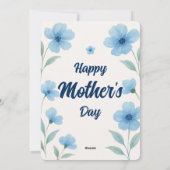 ブルーの花の水彩 マザーズデー カード ギフト (裏面)