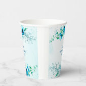 ブルーの花の水彩 個性的なプリンセスシャワー 紙コップ (右)