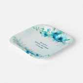 ブルーの花の水彩 個性的な前撮りパーティー ペーパープレート (傾斜あり)