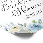 ブルーの花の海軍ウェディングシャワーウェルカム ポスター (角)