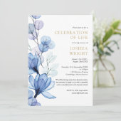 ブルーの花の生命のお祝い 追悼式の案内 招待状 (スタンド正面)