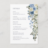 ブルーの花の結婚式の詳細同封カード エンクロージャーカード (正面)
