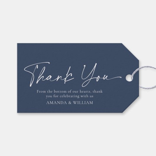 ブルーの花の結婚式感謝タグ ギフトタグ (正面(横))